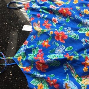 New Old Navy Floral Fit N Flare Blue Skater Drsss